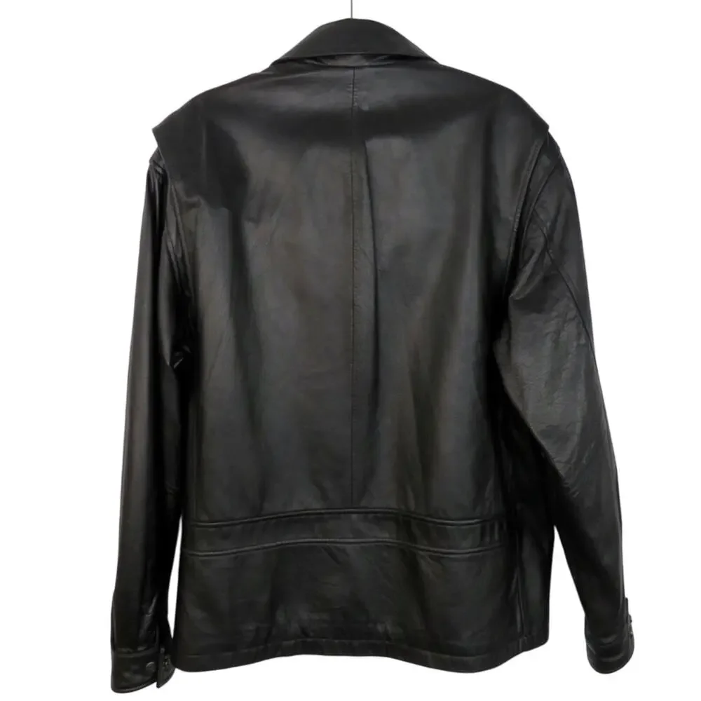 Vintage Wilson's Leather Men's Black Leather Jacket Large Biker Motorcycle